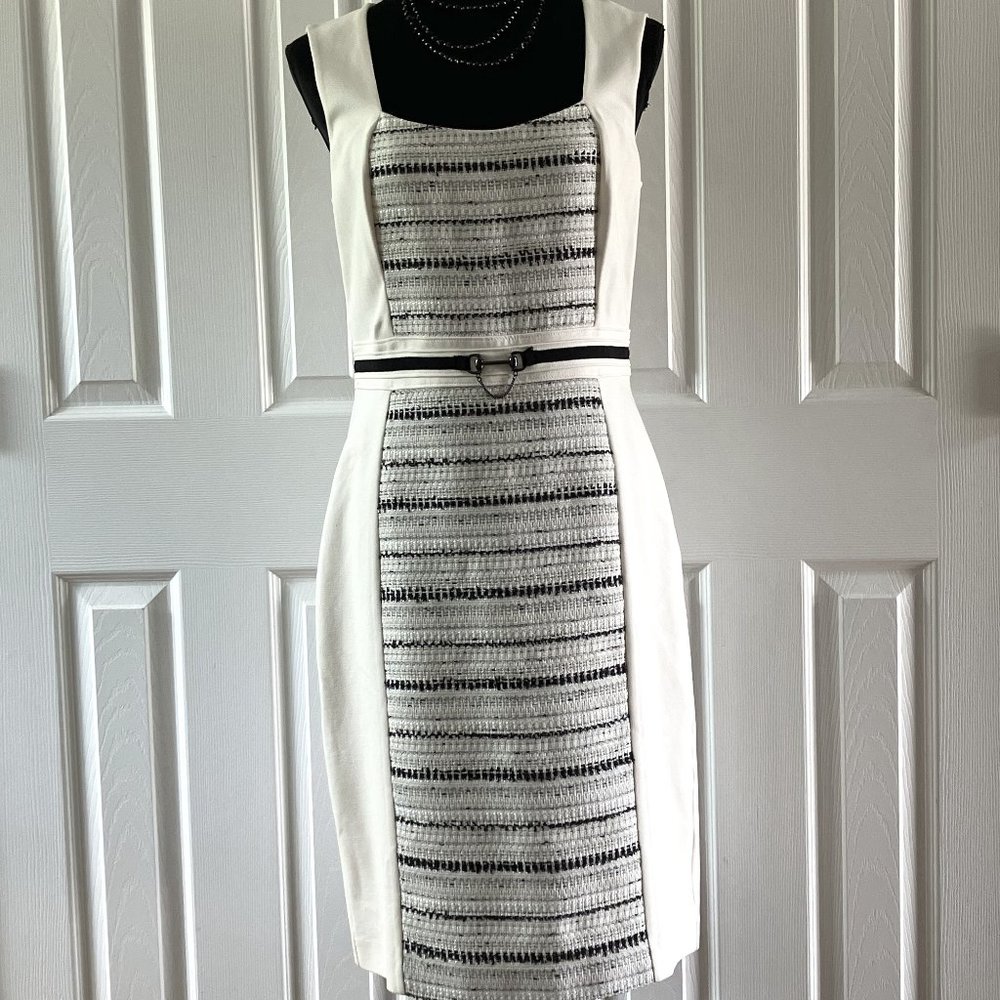 WHBM Sheath Dress w striped front panel